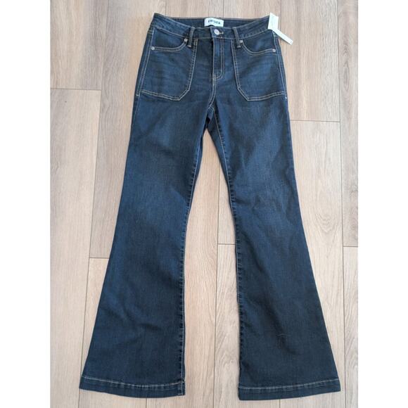 NWT RSQ Tillys Jeans Sz 27 Dark Wash Mid Rise Pork Chop Pockets Flare Leg Y2K - Picture 3 of 7